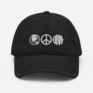 Love and Peace Embroidered Unisex Distressed Dad Hat - BUCKET POPCORN